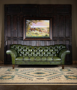 Elegante Sofá Verde | Leather | Western | Casa de Myers
