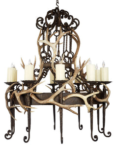 10 Light Renaissance Chandelier w/Antlers
