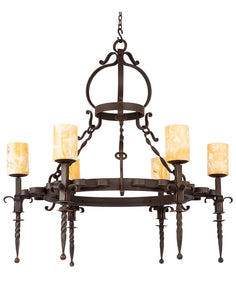 6 Light Spartan Chandelier w/ Onyx Globes