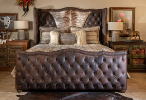 El Ranchero Bed | Cowhide | Tufted Leather | Casa de Myers