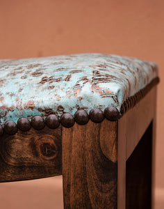 Turquoise Dreams Saddle Stool | Rustic Leather Stools | Casa de Myers
